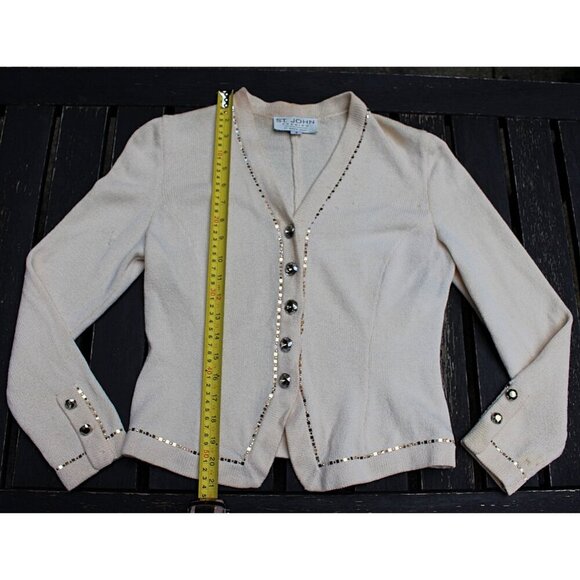 St John Evening - Women's Santana Knit Dinner Jacket w/Cristals, sz 4, Flaws - Picture 6 of 10